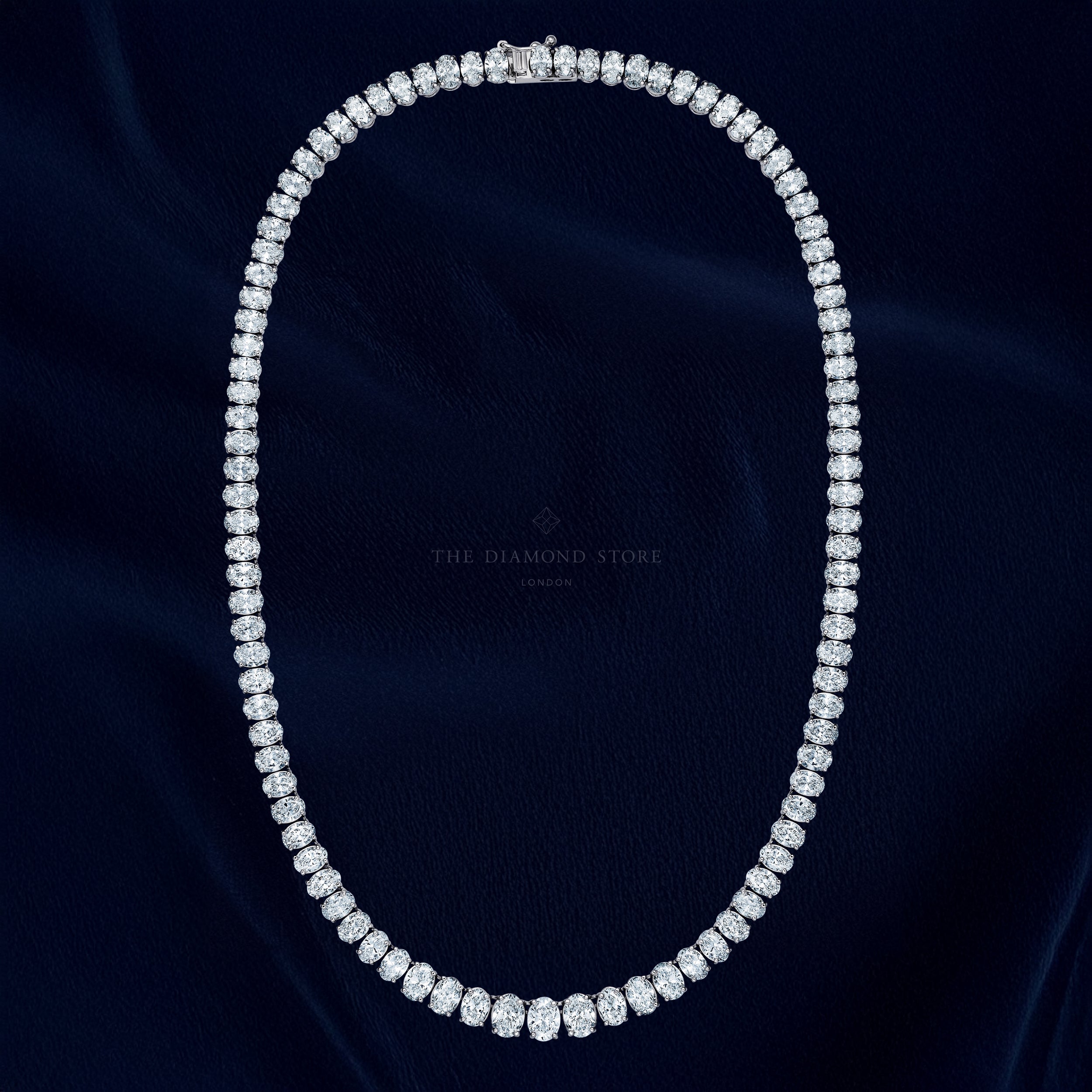 LUXE 33.00ct Lab Diamond Necklace with IGI Certified Oval-Cut Diamonds in 18K White Gold